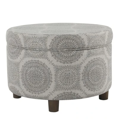 Round Storage Otttoman - HomePop Gray 10 Round Storage Otttoman - HomePop Gray - Image 8