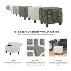 Square Storage Ottoman with Lift Off Top Onyx - HomePop -Ottomans Official Shop unnamed file 7258
