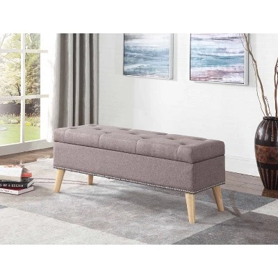Tufted Storage Bench 17" - Gray - Ore International 4 Tufted Storage Bench 17" - Gray - Ore International - Image 2