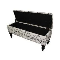 Modern Floral Storage Bench Black - Ore International