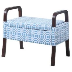 23" Wooden Arm Storage Seat - Ore International Sky Blue -Ottomans Official Shop unnamed file 7358