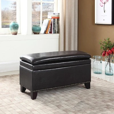 Double Cushion Storage Bench 16.75" - Espresso - Ore International 4 Double Cushion Storage Bench 16.75" - Espresso - Ore International - Image 2