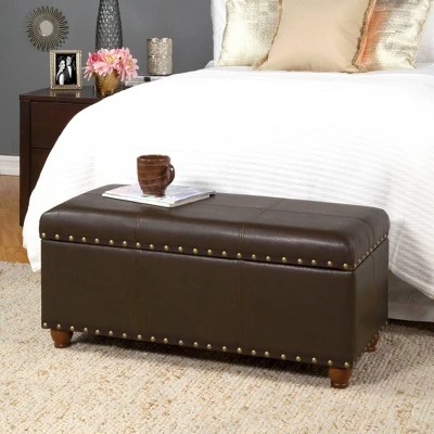 Storage Cocktail Bench Brown - HomePop 3 Storage Cocktail Bench Brown - HomePop