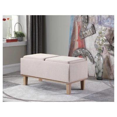 Storage Bench Wood Legs-Ore International Gray 4 Storage Bench Wood Legs-Ore International Gray - Image 2