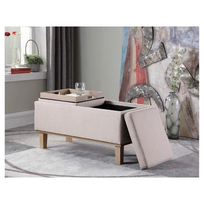 Storage Bench Wood Legs-Ore International Gray 5 Storage Bench Wood Legs-Ore International Gray - Image 3