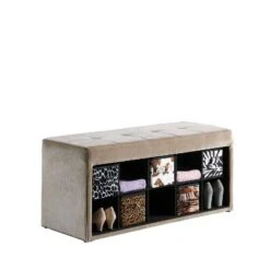 Velour Multi - Purpose Storage Bench - Ore International Beige -Ottomans Official Shop unnamed file 7426