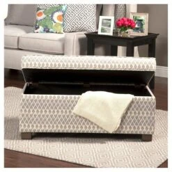 Gray Diamond Collection Storage Bench Gray/Taupe Small Diamond - HomePop -Ottomans Official Shop unnamed file 7446