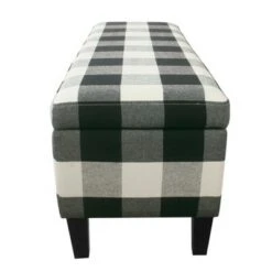 46" Luxury Storage Bench - HomePop Black Plaid -Ottomans Official Shop unnamed file 7456