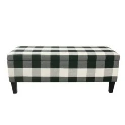 46" Luxury Storage Bench - HomePop Black Plaid -Ottomans Official Shop unnamed file 7464