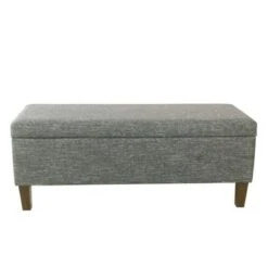 46" Luxury Storage Bench - HomePop Black Plaid -Ottomans Official Shop unnamed file 7465