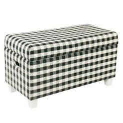 Storage Bench Black Plaid - HomePop