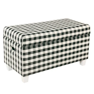 Storage Bench Black Plaid - HomePop 3 Storage Bench Black Plaid - HomePop