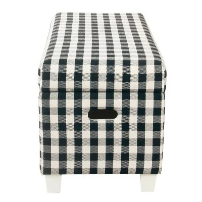 Storage Bench Black Plaid - HomePop 4 Storage Bench Black Plaid - HomePop - Image 2
