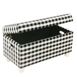 Storage Bench Black Plaid - HomePop 13 Storage Bench Black Plaid - HomePop -Ottomans Official Shop unnamed file 7470