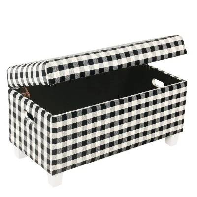 Storage Bench Black Plaid - HomePop 6 Storage Bench Black Plaid - HomePop - Image 4