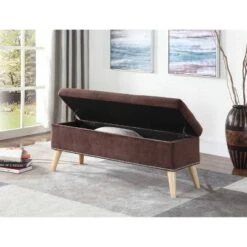 Tufted Storage Bench 17" - Brown - Ore International -Ottomans Official Shop unnamed file 7486