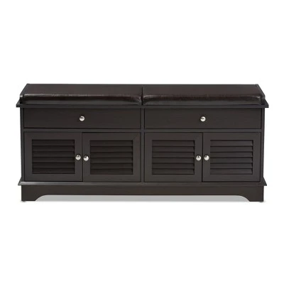 Leo Modern And Contemporary Wood 2 Drawer Shoe Storage Bench Dark Brown - Baxton Studio 5 Leo Modern And Contemporary Wood 2 Drawer Shoe Storage Bench Dark Brown - Baxton Studio - Image 3