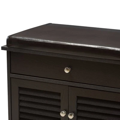 Leo Modern And Contemporary Wood 2 Drawer Shoe Storage Bench Dark Brown - Baxton Studio 7 Leo Modern And Contemporary Wood 2 Drawer Shoe Storage Bench Dark Brown - Baxton Studio - Image 5