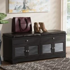 Leo Modern And Contemporary Wood 2 Drawer Shoe Storage Bench Dark Brown - Baxton Studio 17 Leo Modern And Contemporary Wood 2 Drawer Shoe Storage Bench Dark Brown - Baxton Studio -Ottomans Official Shop unnamed file 7500