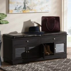 Leo Modern And Contemporary Wood 2 Drawer Shoe Storage Bench Dark Brown - Baxton Studio 18 Leo Modern And Contemporary Wood 2 Drawer Shoe Storage Bench Dark Brown - Baxton Studio -Ottomans Official Shop unnamed file 7501