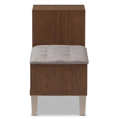 Arielle Modern and Contemporary Walnut Wood 3 Drawer Shoe Storage Light Gray, Brown - Baxton Studio 5 Arielle Modern and Contemporary Walnut Wood 3 Drawer Shoe Storage Light Gray, Brown - Baxton Studio - Image 3
