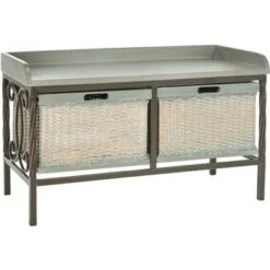 Noah 2 Drawer Wooden Storage Bench - Antique Pewter/French Grey - Safavieh -Ottomans Official Shop unnamed file 7531