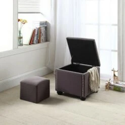 Storage Bench with Seat 16.5" - Dove Gray - Ore International -Ottomans Official Shop unnamed file 7536