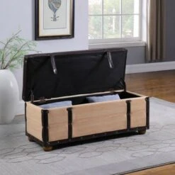 Leather Suitcase Storage Bench Brown - Ore International -Ottomans Official Shop unnamed file 7551