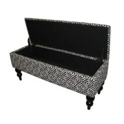 Geometric Tile Print Storage Bench Brown - Ore International