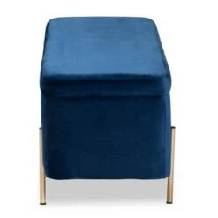 Rockwell Velvet Metal Storage Bench - Baxton Studio Blue/gold -Ottomans Official Shop unnamed file 7574