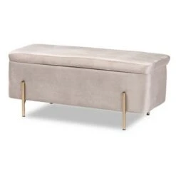 Rockwell Velvet Metal Storage Bench - Baxton Studio Blue/gold -Ottomans Official Shop unnamed file 7582