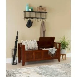 Split Seat Storage Bench Walnut - Linon