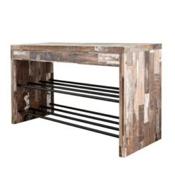 Industrial Shoe Bench with Metal Storage Racks Distressed Wood - Danya B. -Ottomans Official Shop unnamed file 7633