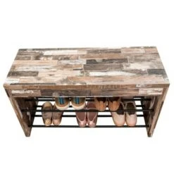 Industrial Shoe Bench with Metal Storage Racks Distressed Wood - Danya B. -Ottomans Official Shop unnamed file 7636
