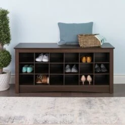 Shoe Cubbie Storage Bench Espresso Brown - Prepac