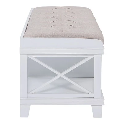 Wallis Upholstered Storage Bench White - Aiden Lane 8 Wallis Upholstered Storage Bench White - Aiden Lane - Image 6