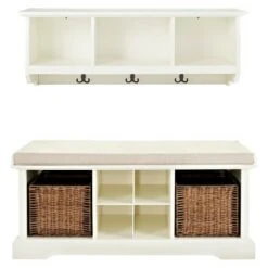 2pc Brennan Entryway Bench and Shelf Set - Crosley Natural -Ottomans Official Shop unnamed file 7678