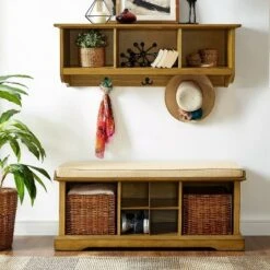 2pc Brennan Entryway Bench and Shelf Set - Crosley Natural -Ottomans Official Shop unnamed file 7679