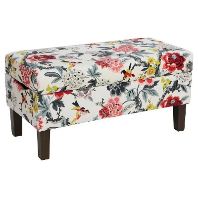 Bedroom Patterned Storage Bench - Skyline Furniture Sahara Midnight White Flax 7 Bedroom Patterned Storage Bench - Skyline Furniture Sahara Midnight White Flax - Image 5