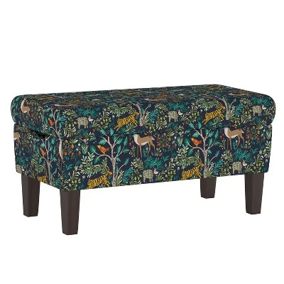 Bedroom Patterned Storage Bench - Skyline Furniture Sahara Midnight White Flax 8 Bedroom Patterned Storage Bench - Skyline Furniture Sahara Midnight White Flax - Image 6