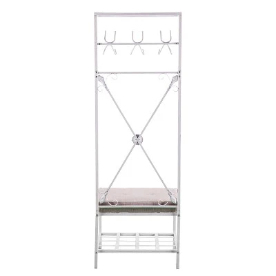 Entryway Hall Tree Bench with Storage Distressed White - Aiden Lane 9 Entryway Hall Tree Bench with Storage Distressed White - Aiden Lane - Image 7