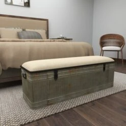 Wood Farmhouse Storage Bench Gray - Olivia & May -Ottomans Official Shop unnamed file 7717