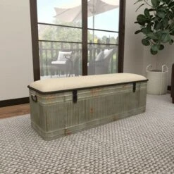 Wood Farmhouse Storage Bench Gray - Olivia & May -Ottomans Official Shop unnamed file 7719