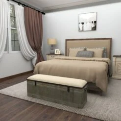 Wood Farmhouse Storage Bench Gray - Olivia & May -Ottomans Official Shop unnamed file 7722