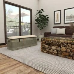 Wood Farmhouse Storage Bench Gray - Olivia & May -Ottomans Official Shop unnamed file 7724