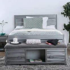 Zeddie Storage Benches Hand Brushed Silver - miBasics