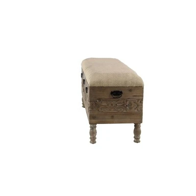 Olivia & May Carved Wood and Upholstered Storage Bench with Drawers Brown - Olivia & May 19 Olivia & May Carved Wood and Upholstered Storage Bench with Drawers Brown - Olivia & May - Image 17