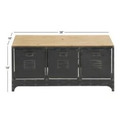 Wood Storage Bench 3 Drawers Black - Olivia & May -Ottomans Official Shop unnamed file 7803