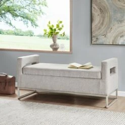 Madison Park Neale Storage Bench Gray