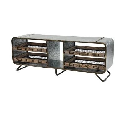 Olivia & May Industrial Storage Bench Gray - Olivia & May 3 Olivia & May Industrial Storage Bench Gray - Olivia & May